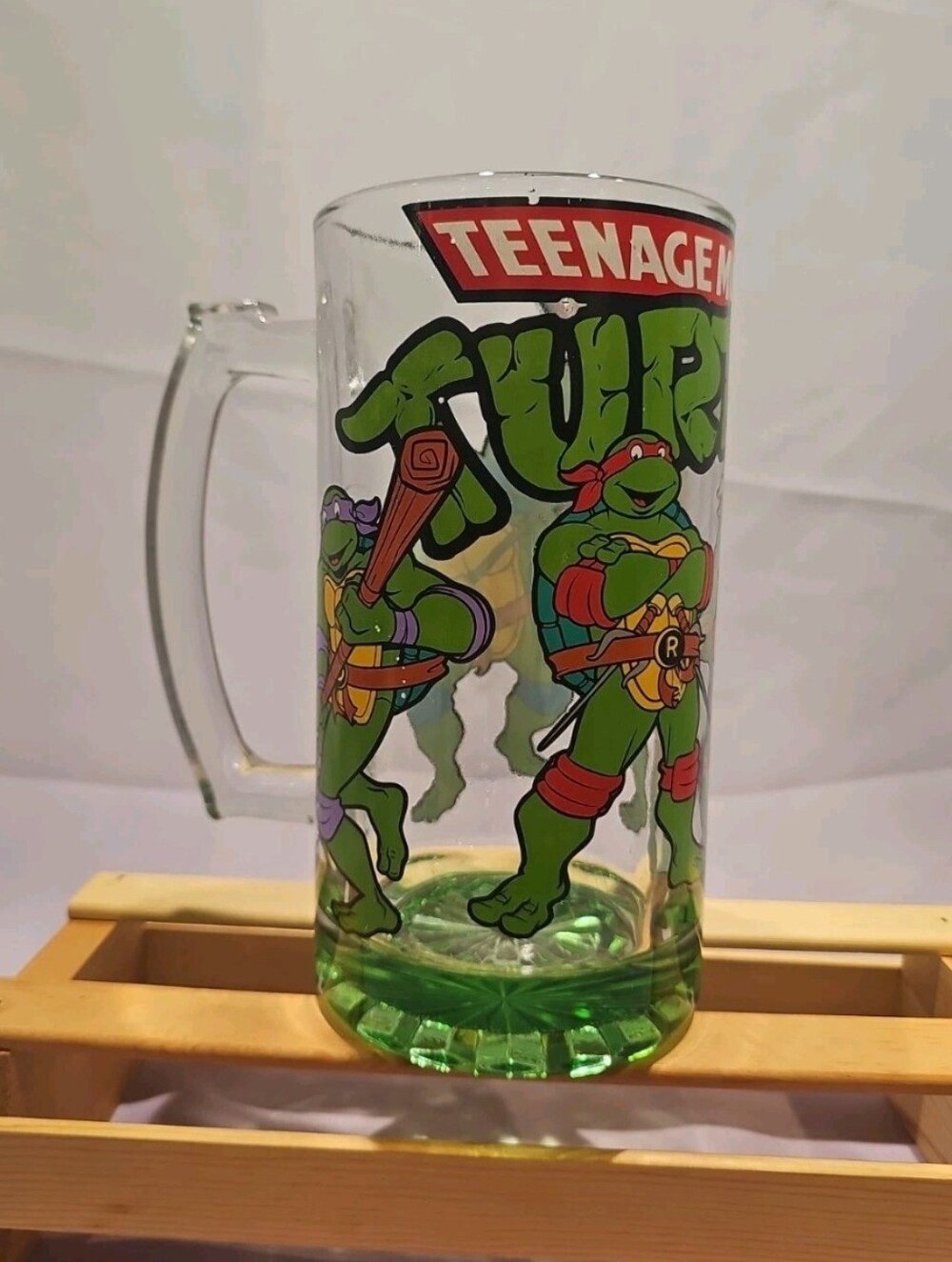 Teenage Mutant Ninja Turtles Cartoon Large 9" Glass Beer Mug Nickeldeon 1.5Liter